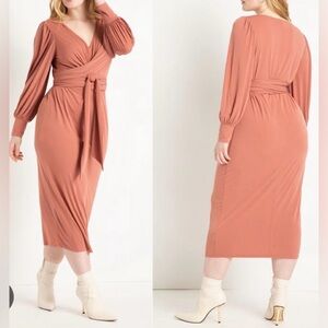 Womens cross front midi dress by Eloquii. NWT